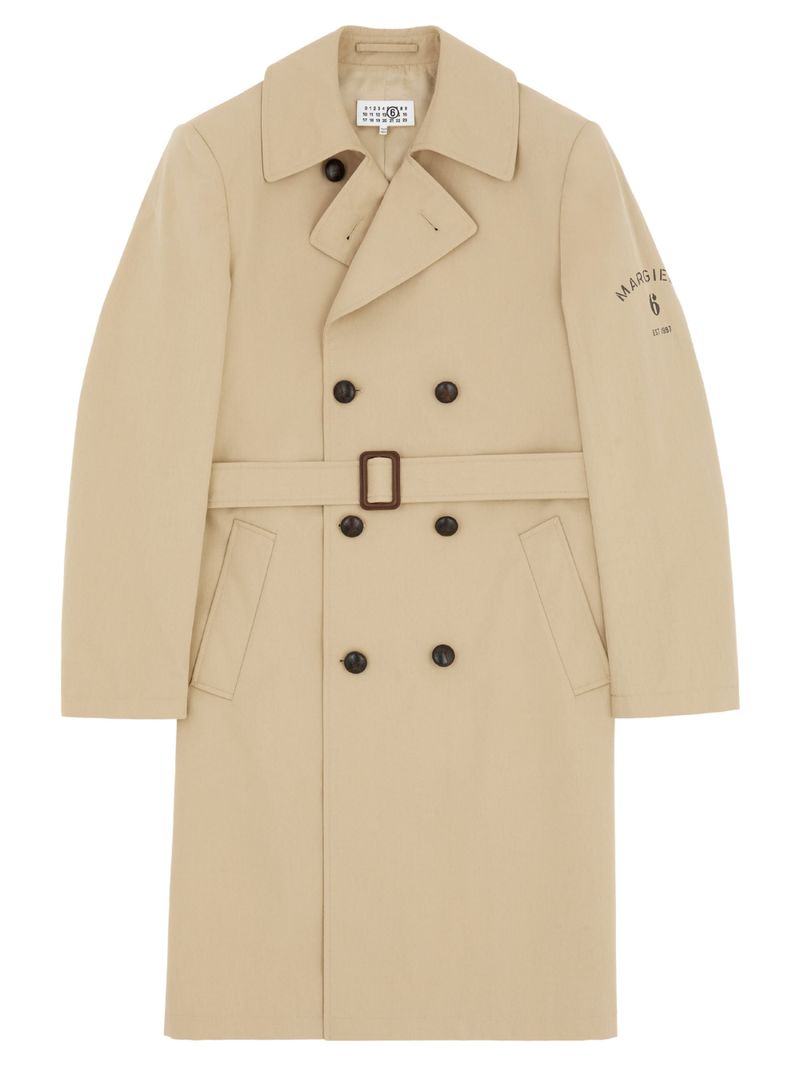 Cotton Double-Breasted Trench Jacket with Belt