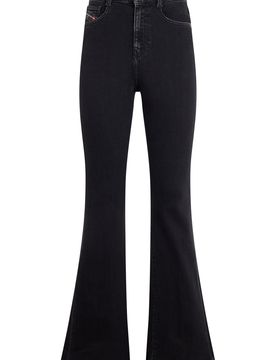 Women's Bell-Bottom Cotton Denim Jeans with Flared Fit