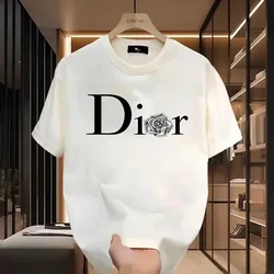 Pure cotton high-end brand men's short-sleeved round-neck T-shirt, a fashionable and casual pure cotton T-shirt for summer