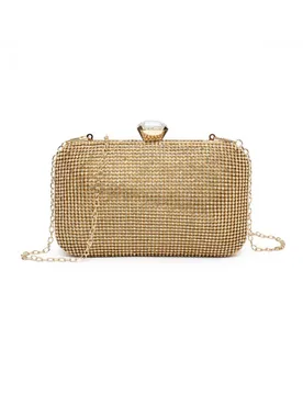 Women's Crystal Clasp Double Side Diamante Bag in Gold - Gold - Size: One Size - JFY - FashionsVida