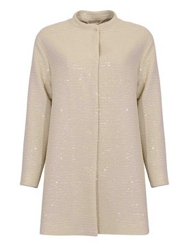 Cappotto Con Paillettes Avorio