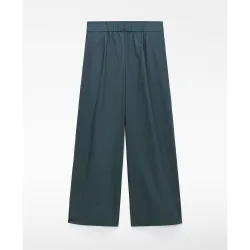 Pantalones anchos de mujer con doble pinza en algodón orgánico