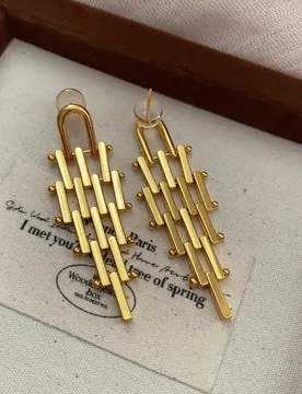 Gold color long dangling earrings for women high-end jewelry metal geometric figure pendant earrings elegant office lady - Aliexpress - FashionsVida