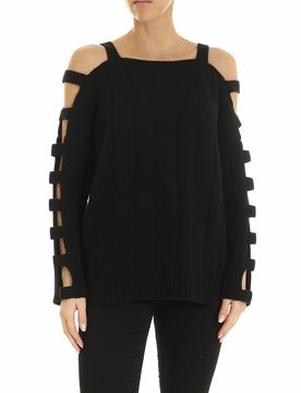Pullover con occhielli sulle maniche