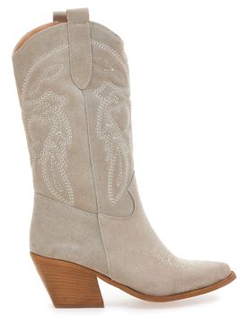 Stivaletti Texani Beige Con Tomaia Ricamata Made in Italy TEX901RN 37