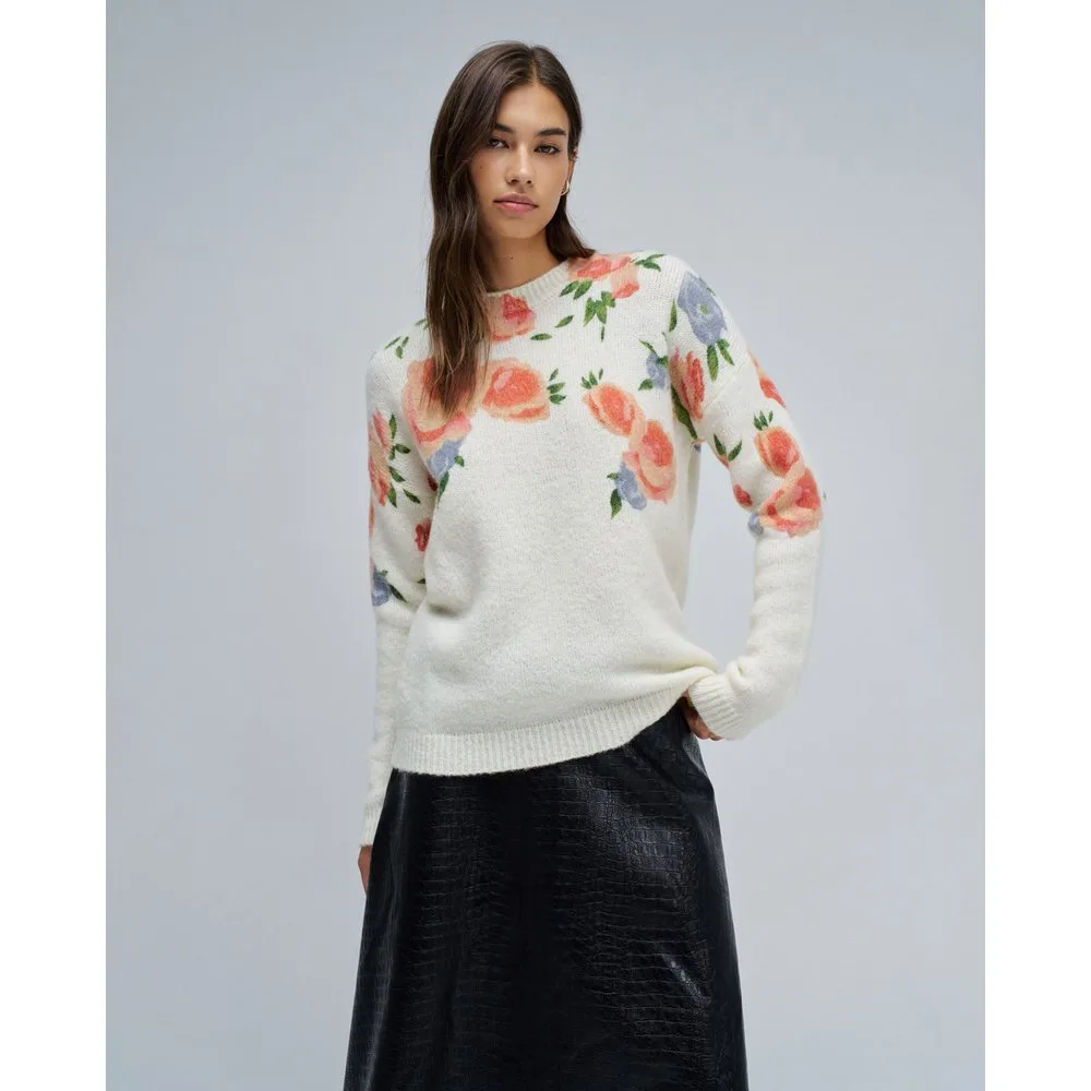 Sudadera de mujer de lana y ohair con estampado floral - Salsa Jeans - FashionsVida