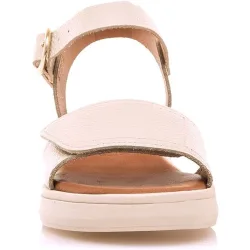 Sandalias de cuña de mujer en piel con ajuste