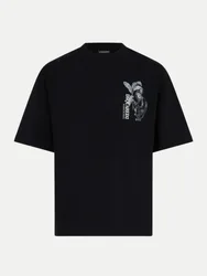 Loose-Fit T-Shirt mit Brustprint Schwarz S