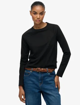 Superdry Damen Essential Logo Langarmshirt Black - Größe: 40 - 39.99 - FashionsVida