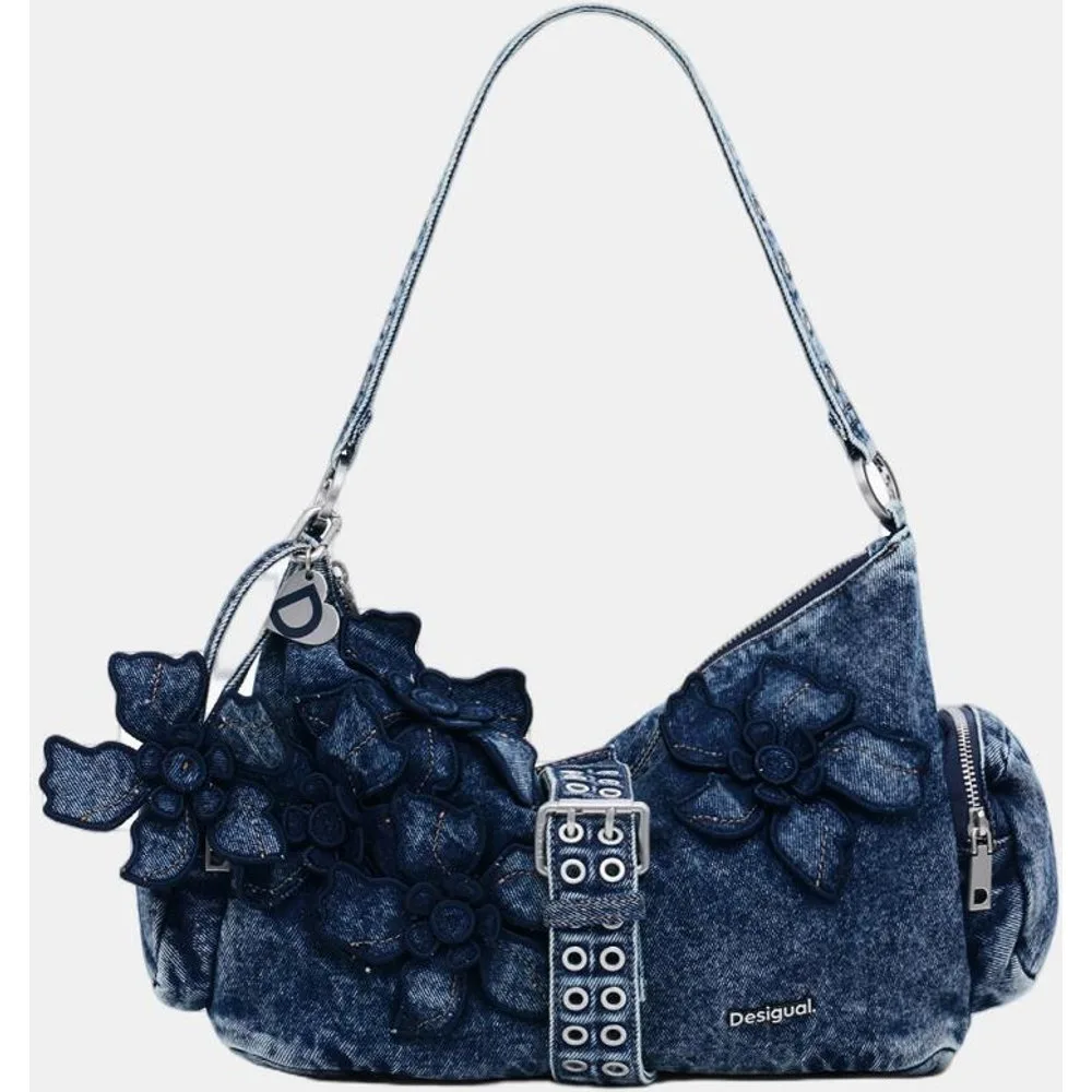 Bolso mediano denim flor - Desigual - FashionsVida