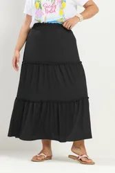 Women's Tiered Maxi Skirt in Black Size: 20 - Black - Size: 20