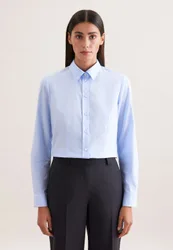 Klassische Bluse Uni Blau S