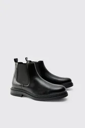 Herren PU Chelsea Boot Black Größe 8
