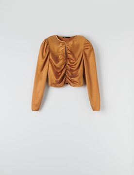 Blusa con arricciatura - marrone dorato