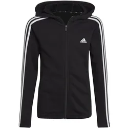 Essentials 3-Streifen Full-Zip Kapuzenjacke Mädchen Kapuzensweater, schwarz 128