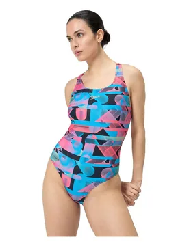 Allover Digital Powerback Swimsuit Siren Red / Picton Blue UK 30 Women - Speedo - FashionsVida