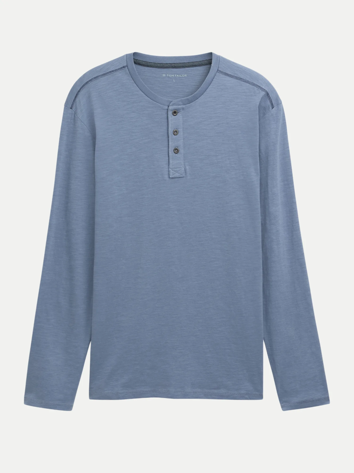 Langarmshirt mit Henley Kragen Blau M - Tom Tailor Casual - FashionsVida