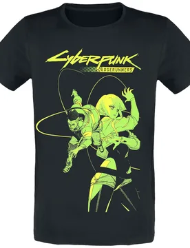 Gaming T-Shirt - Edgerunners - David and Lucy - S bis XXL - für Männer - Größe S - schwarz - Männer - male - Cyberpunk - FashionsVida
