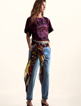 Camiseta étnica diseñado por Mr. Christian Lacroix, Mujer, Algodon, Rojo, XS