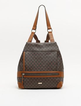 Monogram Anti-Diebstahl-Rucksack mit Monogramm-Aufdruck Braun
