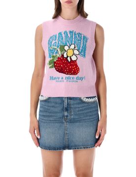 Ganni Wool-Blend Crewneck Sweater