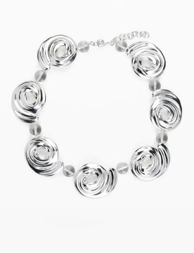 Collier spirales plaqué argent Zalio, Noir, U