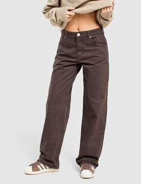 Womens Jeans Loose a Vita Media - Marrone, marrone marrone Donna taglia 6