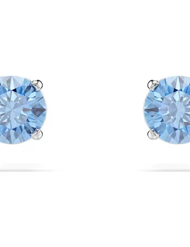 Orecchini a lobo Stilla Attract, Taglio Round, Blu, Placcato rodio OS - Swarovski - FashionsVida