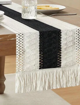Pieza Camino de mesa estilo bohemio con flecos, adecuado para decoración del hogar, estilo rústico, sala de estar de estilo campestre - Shein - FashionsVida