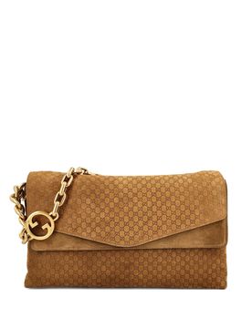 Cm Height Embossed GG Suede Mini Shoulder Bag with Chain Strap and Detachable Leather Strap