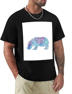Psychedelic Hippo // Hippy Hippo T-Shirt Plus Size Loose Fit T-Shirt - Aliexpress - FashionsVida