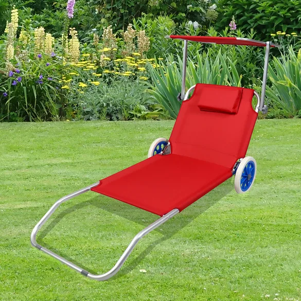 Gartenliege Sonnenliege rollbar Rot - VCM - FashionsVida