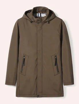 Microfaser Langjacke, normale Größen#untersetzte Größen, Farbe Braun, 62, wasserabweisend abnehmbare Kapuze Herren - Walbusch - FashionsVida