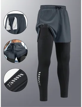Pantalones deportivos para hombres 2 en 1 con forro, elásticos de secado rápido para correr, fitness, baloncesto, pantalones de primavera - Shein - FashionsVida