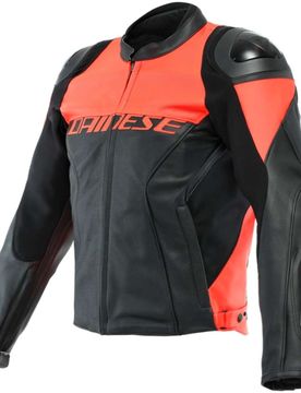Giacca Moto in Pelle RACING 4 Traforata Nero Rosso F taglia 60