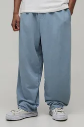 Mens Balloon Fit Washed Loopback Joggers - Pale Blue Cotton - Size X-Small