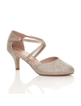 Women's High Heel Crossed Straps Court Shoes in Rose Gold Size: 3 - Rose Gold - Size: 3 - Ajvani - FashionsVida