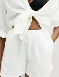 Pure Cotton Double Cloth Shorts Soft White female