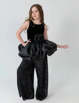 Conjunto de 2 piezas de vestido de fiesta sin mangas con flores 3D de tul para niña preadolescente, adecuado para fiestas de cumpleaños, bodas, dama - Shein - FashionsVida