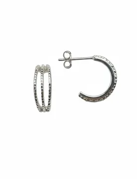 Womens Triple Hoop Earrings In 925 Sterling Silver Bipe077 - One Size - Bibei - FashionsVida