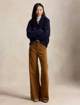 Pantalón campana de mujer de pana de tiro alto - Polo Ralph Lauren - FashionsVida