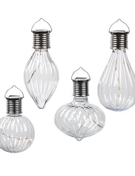 Solar-LED-Hängeleuchte "Lampen", 4-teilig silber