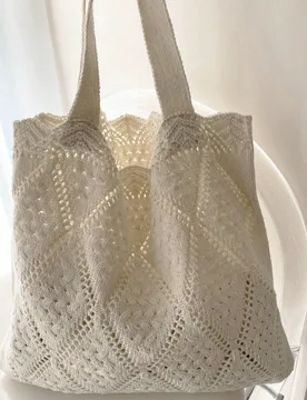 Bolso de red a ganchillo con bloques de color calados, estilo vacacional - Shein - FashionsVida
