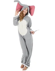 Elefanten-Kostüm für Damen Faschingskostüm grau-weiss-rosa - female