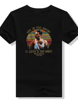 Life Is Too Short To Listen To Bad Music Freddie Mercury Retro T Shirt Vintage Tees Life Style for Women Men Graphic Outfits - Aliexpress - FashionsVida