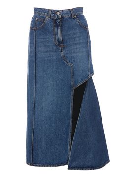 Gonna asimmetrica in denim McQueen