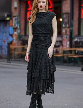 Women's Elegant Lace Cowl Neck Dippy Hem Dress in Black Size: 22 - Black - Size: 22 - Joe browns - FashionsVida