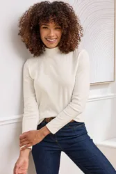 Women's Wrinkle Free Long Sleeve Turtleneck Top in Natural Size: 22 - Natural - Size: 22