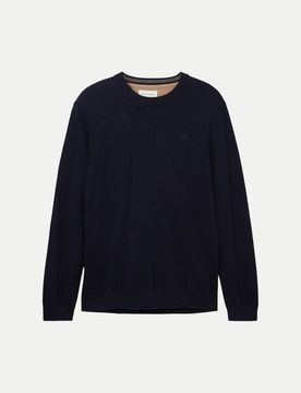 Basic Strickpullover Blau 3XL