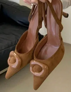 Primavera/Verano Nuevos Zapatos Elegantes Franceses con Lunares Punta Puntiaguda Tacón de Aguja Sandalias Cerradas de Tacón Alto para Mujer - Shein - FashionsVida